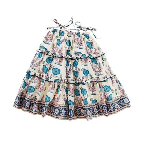 Pink Chicken Mosaic Blue Gilded Floral Garden Dress - Picture 2 of 2